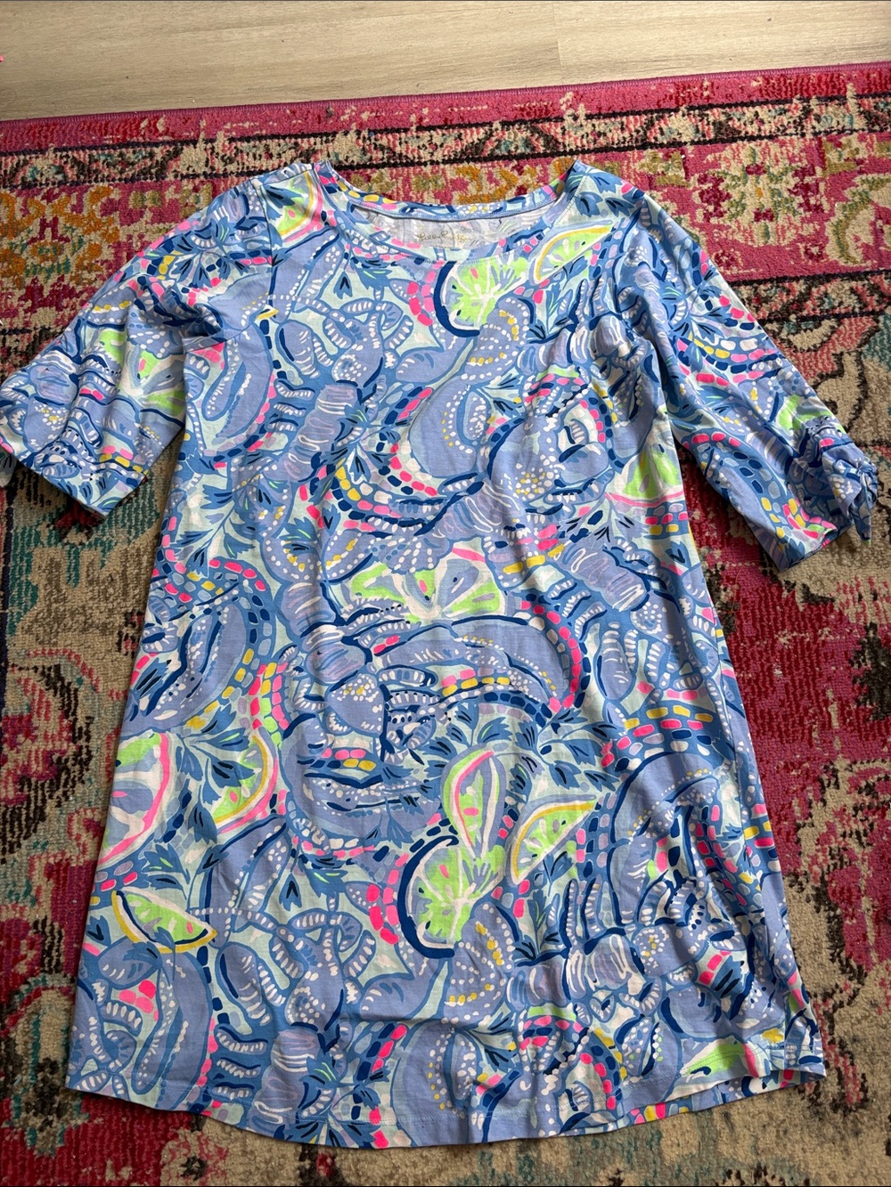 Lilly Pulitzer Light Blue Multi-Color Printed Dress